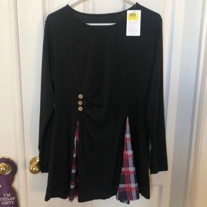 Black and red plaid pleat XXL